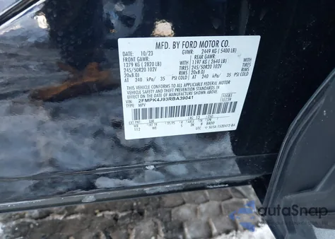 2024 Ford Edge St-Line из США, поврежденный, VIN 2FMPK4J93RBA39041